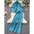 Autumn and winter high-end fashion socialite style versatile knitted cardigan vest shawl with high neck sweater, high waist wide leg pants