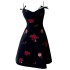 2024 Summer New Product Black Embroidered V-neck Style Strap Short Daily Dress for Women 68566