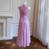 French style elegant dress with waist cinching and slimming off, off shoulder fairy dress, long skirt with vacation style, socialite dress 68746