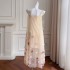 French style light luxury mesh three-dimensional flower suspender dress with loose vacation style long skirt and fairy temperament dress 68539