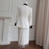 Autumn and winter new white OL professional style commuting suit skirt set 91542+51313