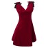 2023 autumn and winter new product red V-neck temperament short style slim fit temperament dress for women 68386