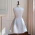 Summer new French socialite elegant white satin dress, simple V-neck camisole dress 68627