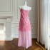 2024 Spring/Summer New Product Rose Pink Sparkling Strap Style Long Dress for Women 68476