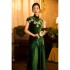 Spring and summer new improved cheongsam, Chinese Republican style formal dress, socialite green long formal dress, female 67683