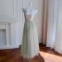 2024 summer new product light emerald green temperament long waist slimming camisole dress 68710