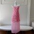 2024 Spring/Summer New Product Rose Pink Sparkling Strap Style Long Dress for Women 68476