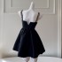 Hepburn style black dress, light luxury birthday dress, French temperament suspender puffy dress, waist cinching dress 68796