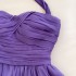 French socialite purple waist cinched pleated short skirt, feminine temperament, queen style, hanging neck, exposed backpack, hip dress 67979