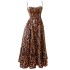 Light luxury rhinestone camisole leopard print strapless dress sexy A-line long dress slim fit dress 68736