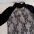 2024 Spring/Summer New Product Black Round Neck Lace Splicing Temperament Long Sleeve Top for Daily Women 71382