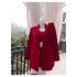 Red collar loose long sleeved straight leg suit jacket with camisole shorts three piece set 91233+71163+51060