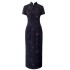 2024 early spring new product black slim fit short sleeved temperament dress cheongsam women 68408