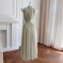 Summer New Product Light Green Elegant Design Long Dress French Retro Banquet Dress 68747