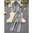 Autumn and winter high-end fashion socialite style versatile knitted cardigan vest shawl with high neck sweater, high waist wide leg pants