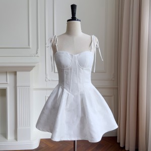 2024 summer new white short strapless dress dress, daily wearable dress for women 68544