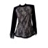 2024 Spring/Summer New Product Black Round Neck Lace Splicing Temperament Long Sleeve Top for Daily Women 71382