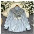 Two piece oversized design shawl shirt for women's summer new style, fat mm striped loose and slimming shirt