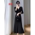 French retro pearl chain knitted dress for women in winter, slim fit and slimming over the knees, new gentle high waisted bottom skirt