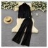 Autumn and Winter Small Fragrant Knitted Set, Women's Fashion Style, Aging Reduction, Leisure, Sports Style, Wide Leg Pants, Western Style