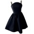 Hepburn style black dress, light luxury birthday dress, French temperament suspender puffy dress, waist cinching dress 68796