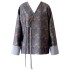 New Chinese style buckle fashion floral V-neck short jacket long sleeved jacquard loose fit retro top for women 91510