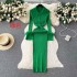 Spicy Girl 2024 Winter New French Style Slimming Solid Color Knitted Woolen Dress with Bottom and Outer Wear Medium length Dress