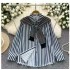 Two piece oversized design shawl shirt for women's summer new style, fat mm striped loose and slimming shirt