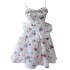 Temperament suspender dress with floral prints, fresh and girlish style, A-line high waisted ruffle edge dress for women 68591