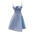 2024 summer new product blue suspender waist cinching slimming temperament short dress 68619