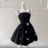 Fashion women's summer new sweet butterfly princess dress flower bud skirt suspender skirt black and white short skirt party dress