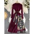 French socialite temperament chic high-end dress summer 2022 new collection waist cinching contrasting color pleated knitted dress