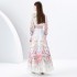 Early Spring 2024- Retro Deep V-neck Lantern Sleeve Wave Edge Wide Swing Printed Long Dress