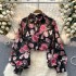 French style high-end floral long sleeved shirt for women's summer lantern sleeves, niche, exquisite, romantic atmosphere design top