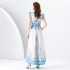 2024 Early Spring - Palace Style V-neck Sleeveless Waist Wide Skirt Printed Long Dress