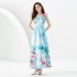 Original Design -2023 Spring/Summer Retro Palace Style V-neck Little Fly Sleeve Long Printed Dress