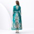 2024 Vacation - Palace style stand up collar lantern sleeve single placket printed long lace dress