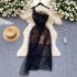 High end princess style dress with feminine temperament, sexy one shoulder suspender, strapless, waist cinching, slimming lace mesh dress