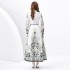 2024 Spring/Summer - Palace style Retro Stand up Collar Single breasted Diagonal Cut Printed Wide Swing Long Dress