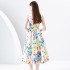 Early Spring 2024- Retro Stand cut V-neck Sleeveless Wide Swing Printed Dress