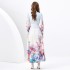 2024 Spring/Summer - Wave Lace Wide Skirt Cardigan Long Retro Painted Printed Dress