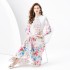 2024 Spring/Summer - Vacation style retro stand up collar single breasted lantern sleeve printed wide swing long dress