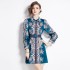 Real shooting spot | 2024 early spring new retro positioning flower shirt collar long sleeved waist slimming short dress