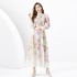 2024 Spring/Summer - Wave Lace Wide Skirt Cardigan Long Retro Painted Printed Dress