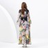 2024 Spring/Summer - Retro Deep V-neck Lantern Sleeve Wave Edge Wide Swing Painted Printed Long Dress