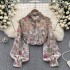 French style high-end floral long sleeved shirt for women's summer lantern sleeves, niche, exquisite, romantic atmosphere design top