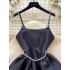 Hepburn style small dress for women, French luxury, socialite, heavy industry, diamond studded waist, fluffy suspender, satin dress