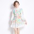 Original in stock | 2024 early spring new fresh temperament flower lantern sleeve short dress