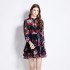 Original in stock | 2024 vacation new chiffon small high neck lantern sleeve mini dress