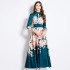 Original in stock | 2024 vintage palace style long dress with temperament V-neck and waist cinching slimming dress for women